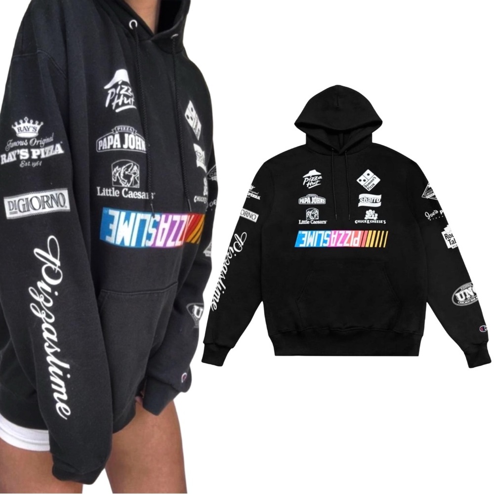 Pizza Slime Black Champion Racing Hoodie
